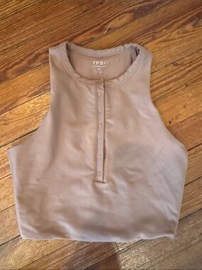 Abercrombie & Fitch Sleeveless Henley Tank Top in Tan